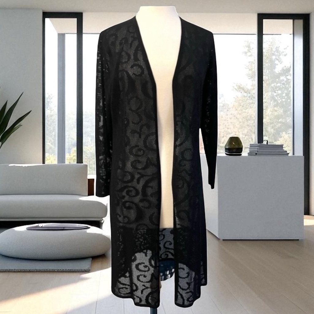 Misook Woven Lace Detail Jacket Duster Size Small
